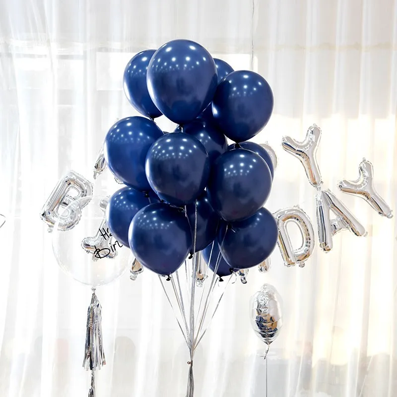 20 шт 10/12 дюймов чернила синий латекс воздушные шары темно-синий гелиевый воздух и воздушными шарами в стиле вечеринки в Свадебные украшения вечерние шар Globos