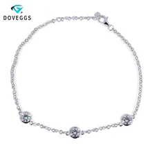 DovEggs 14 к 585 Белое золото Moissanite браслеты для женщин Центр 4 мм F цвет VVS Moissanite ободок набор 0.75CTW ссылка браслеты