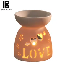 30ml Creative Ceramic Hollow Heart Shape Aroma Burner Oil Lamp Candle Aromatherapy Furnace Stove Burner Essential Oil Aroma Lamp