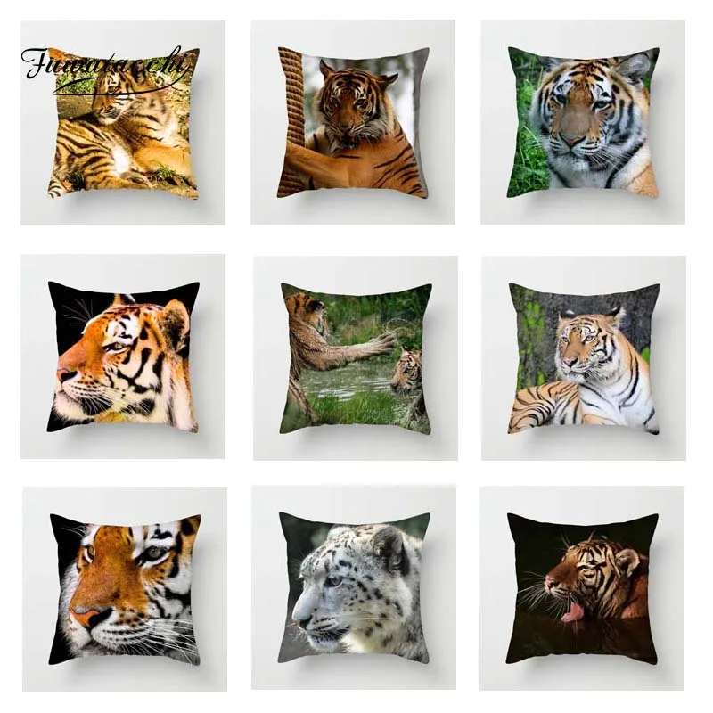 

Fuwatacchi Animal Throw Pillows Tiger Cushion Cover Photos Printed Pillows Cover for Home Sofa Car Decorative Pillowcases 2019