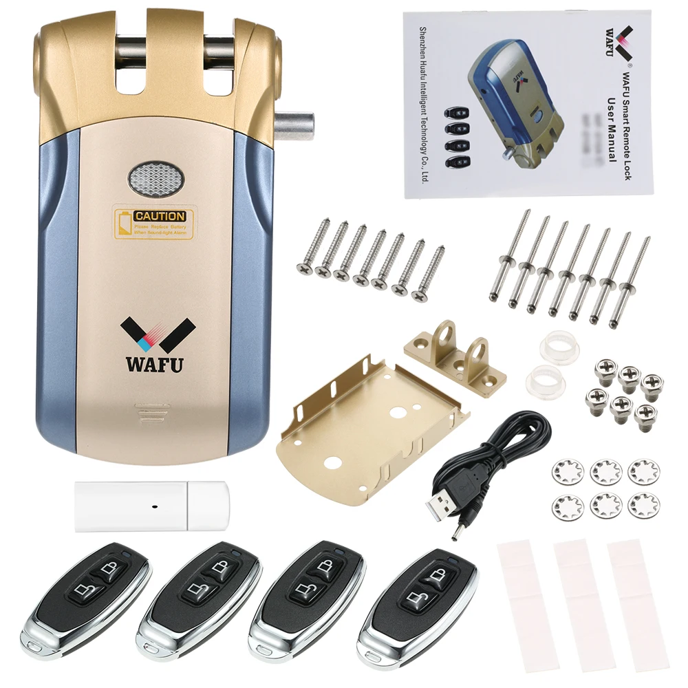 

Wireless smart Remote Control Electric door Lock Invisible Keyless Entry Door Lock with 4 Remote Controllers for home security