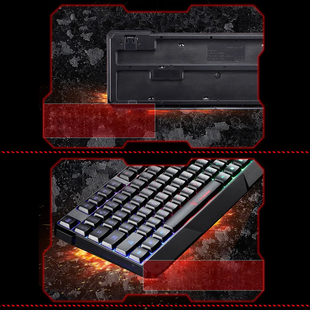 MOTOSPEED Проводная игровая клавиатура с 104 клавишами USB 7 цветов светодиодный экран