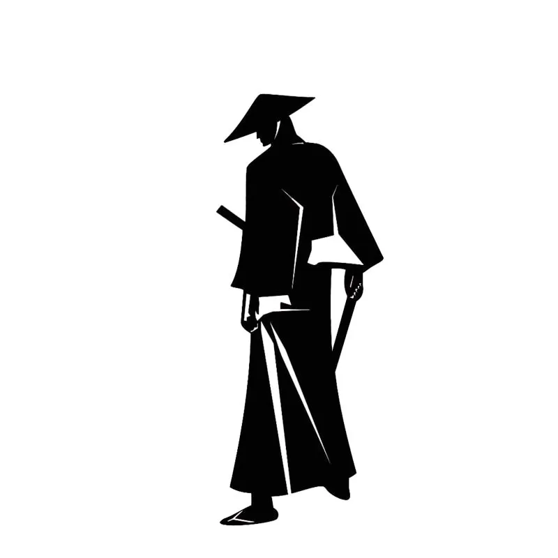 

5.5*14.2CM Quiet Soundless Japanese Samurai Car Sticker Black/Silver Covering The Body Soldier Vinyl Decal Auto Styling