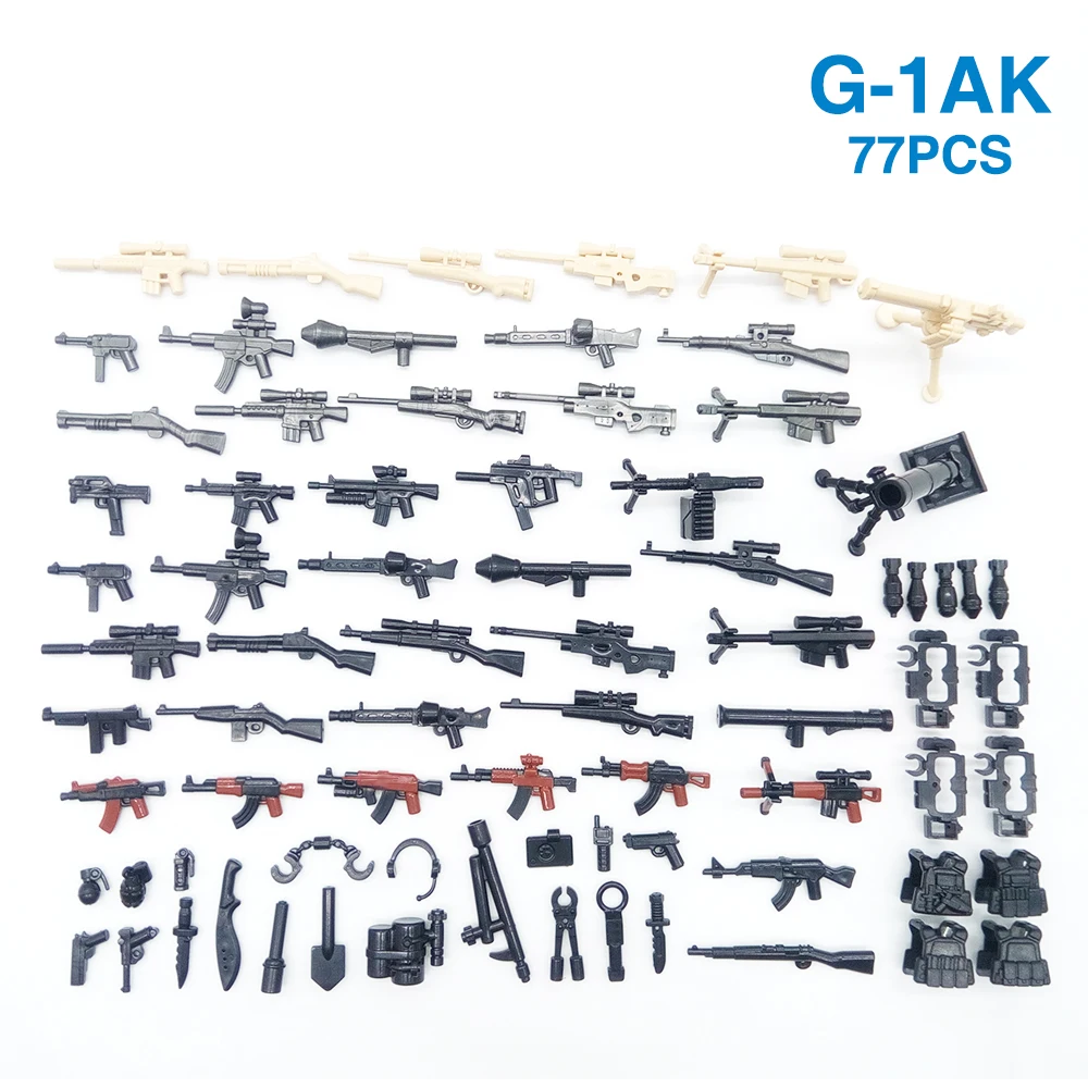 77 pièces arme Pack pistolet militaire PUBG accessoires Mini soldats Figure Playmobil bloc de construction brique éducatif enfants enfant jouet