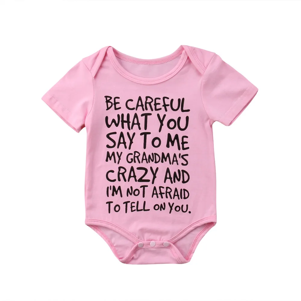 Infant Baby Girls Boys Romper Funny Letter Jumpsuit Outfits Sunsuit