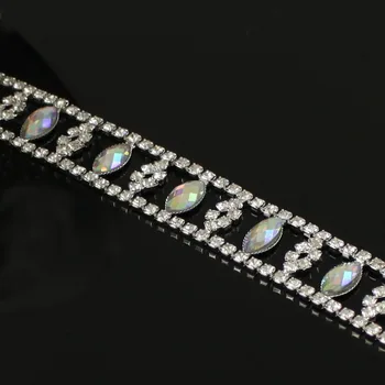 

5Yards Sewing Rhinestone Trim Crystal AB Crystals Ribbon Appliques For Dresses Clothes Shoes