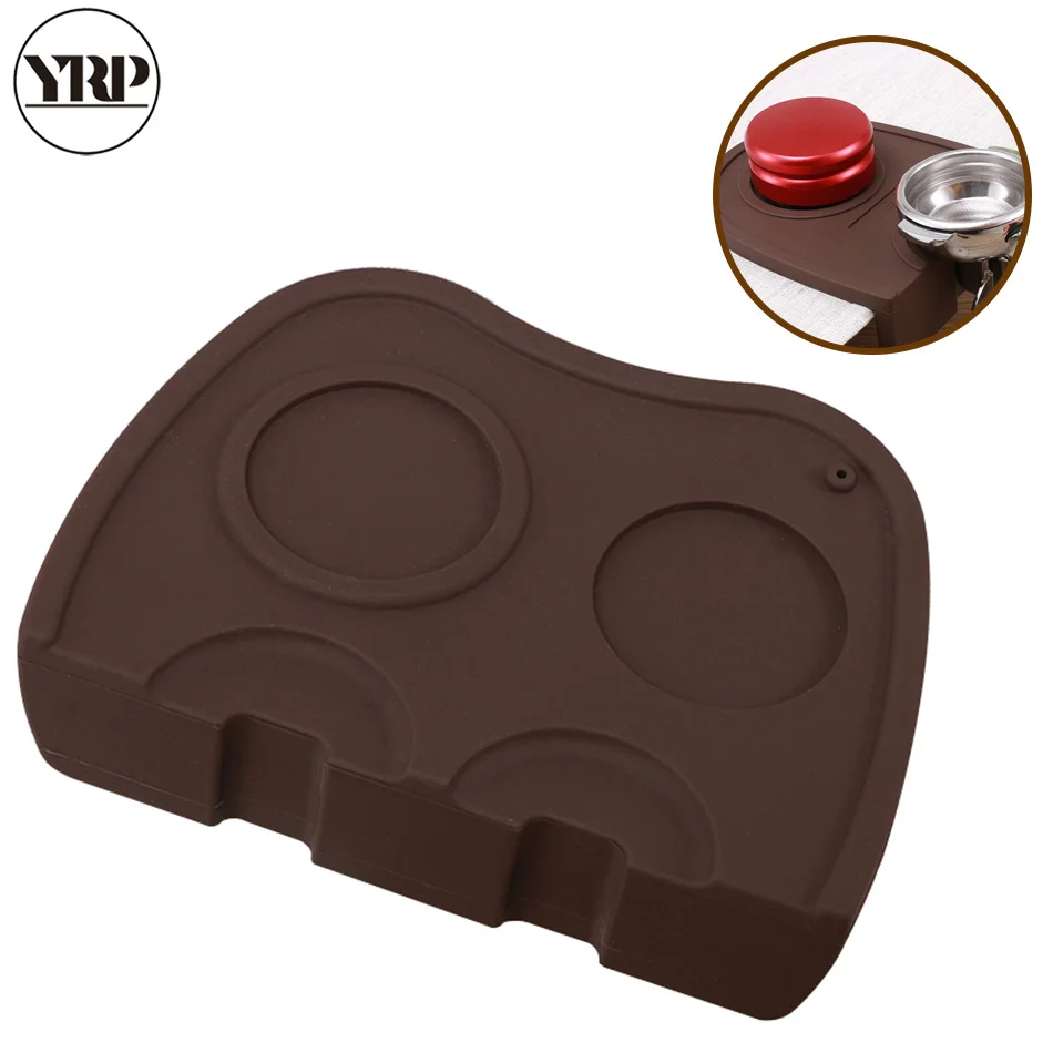 

YRP Barista Silicone Coffee Tamper Mat Maker Espresso Latte Art Double Hole Tamper Holder Flexible Corner Mat Accessories Tools
