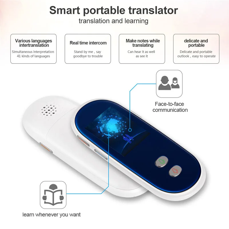 Pewant PW88 Portable Smart Voice Translator Support Mifi Wifi 4G SIM Card With 2.4'' Touch Screen Multi-Language Translation