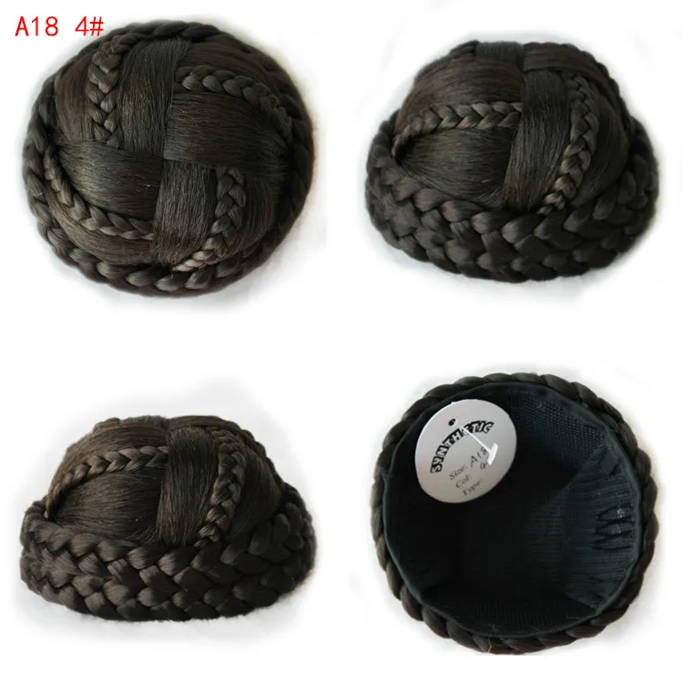 

Fashion hair fiber braided bun twisted fake chignonn Hairpiece Clip Buns Toupee for women A18