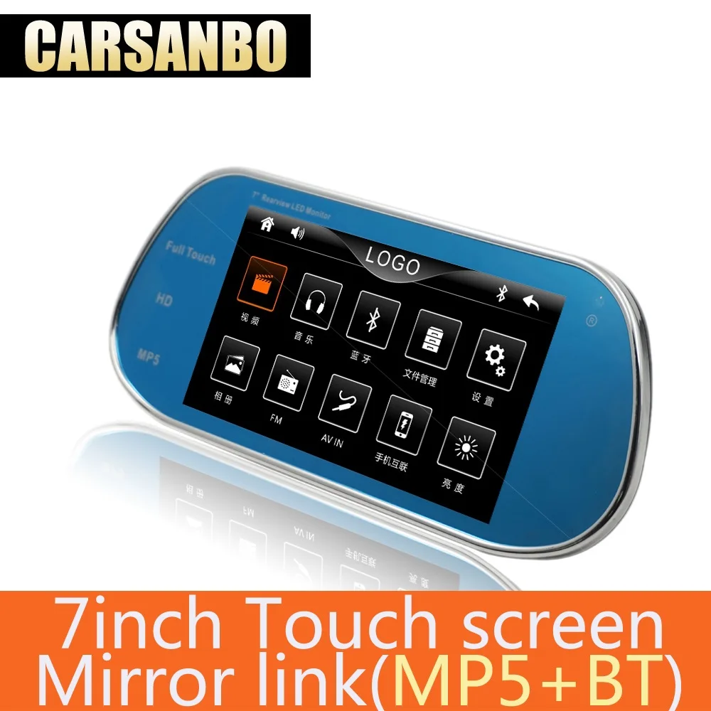 

HD 7 inch TFT color Mirror Monitor with remote control Touch Button Suppot 2AV input for reversing camera rearview Monitor