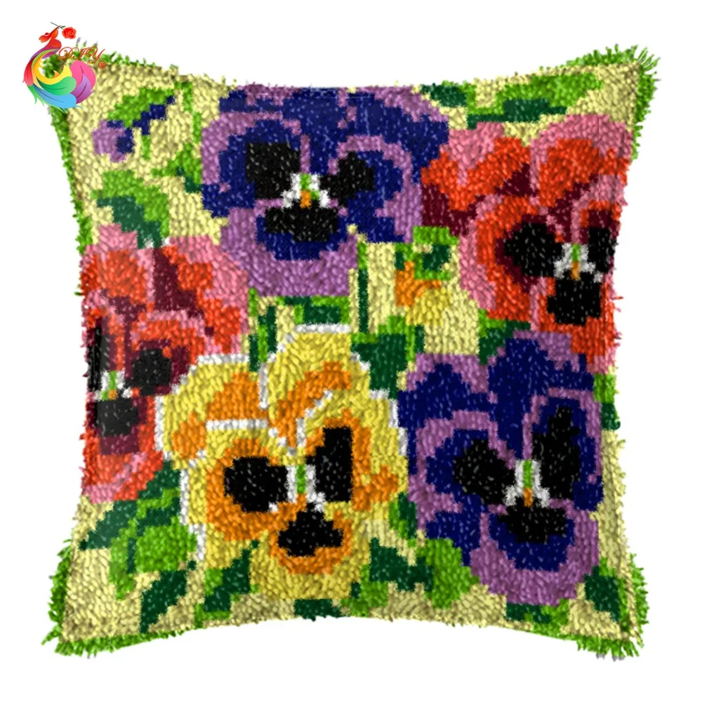 Unfinished Yarn Embroidery Set Pillowcase Latch Hook Cushion Kits Gift