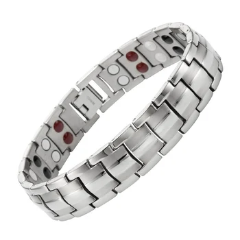 

Stainless Steel Magnetic Therapy Bracelet Double Row Pain Relief Bangle EK-New