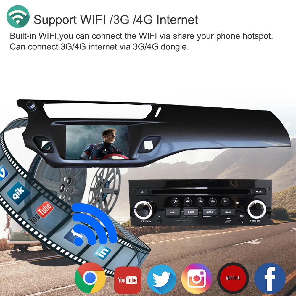 Clearance Octa Core 32GROM Android8.1 Car Radio GPS Multimedia Player For Citroen C3 DS3 2010-2016 Auto DVD Audio Navigation Stereo WIFI 5