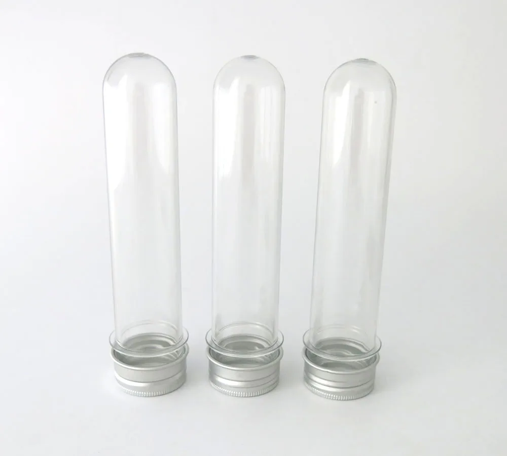 

NEW ARRIVAL !! 24 X 100ML Empty PS Tube with Aluminum Cap 100CC Clear Plastic Tube Transparent Display Tube
