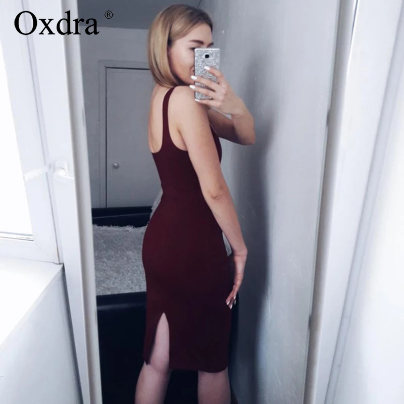 Oxdra одноцветное платье на бретелях женское лето 2018 г. Новая мода жилет без рукавов