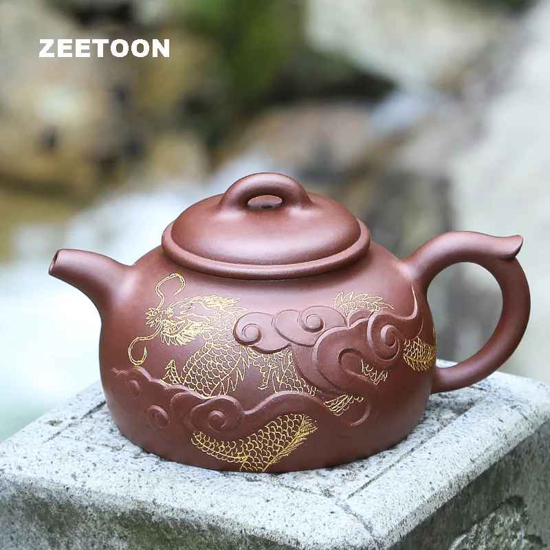 

340ml Authentic Yixing Teapot Cloud Dragon Yunlong Pot Master Handmade Chinese Health Purple Clay Brew Tea Pot Zisha Tea Set