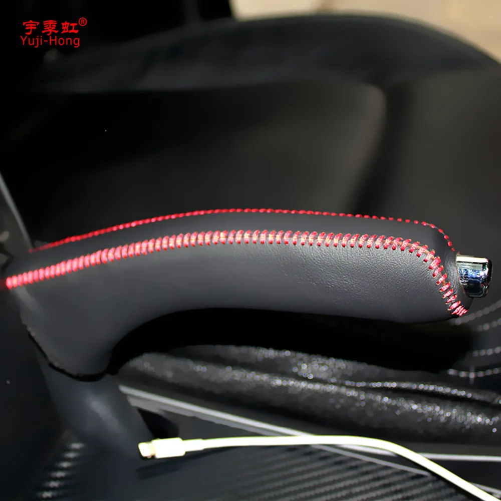 Car Handbrake Covers Case for KIA Sportage R 2011- Genuine Leather Handbrake Grips Cover
