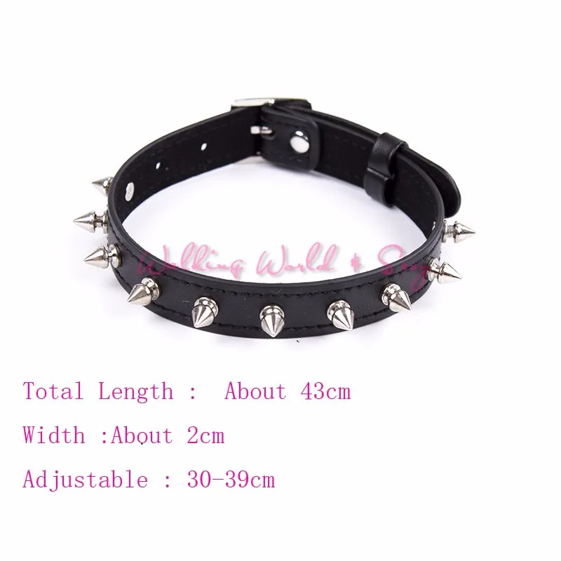 Black Fetish Pu Leather Slave Collar With Rivets Adjustable Bondage Collar BDSM Neck Cuffs Restraints Sex Products For Couples (6)