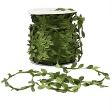 Laço de seda artificial em forma de folha, fita de folhas verdes e artesanal para decoração de casamento diy 7ls90, 10 metros