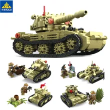 

KAZI 84050 Building Blocks Military Series 4 In 1 Children's Tank Model Assembled Iron Tank Kits Toys for Children