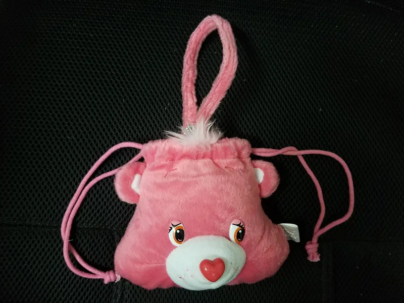 

Rare Care Bear Love-a-Lot drawstring Coin bag hand bag Stuffed Plush Doll