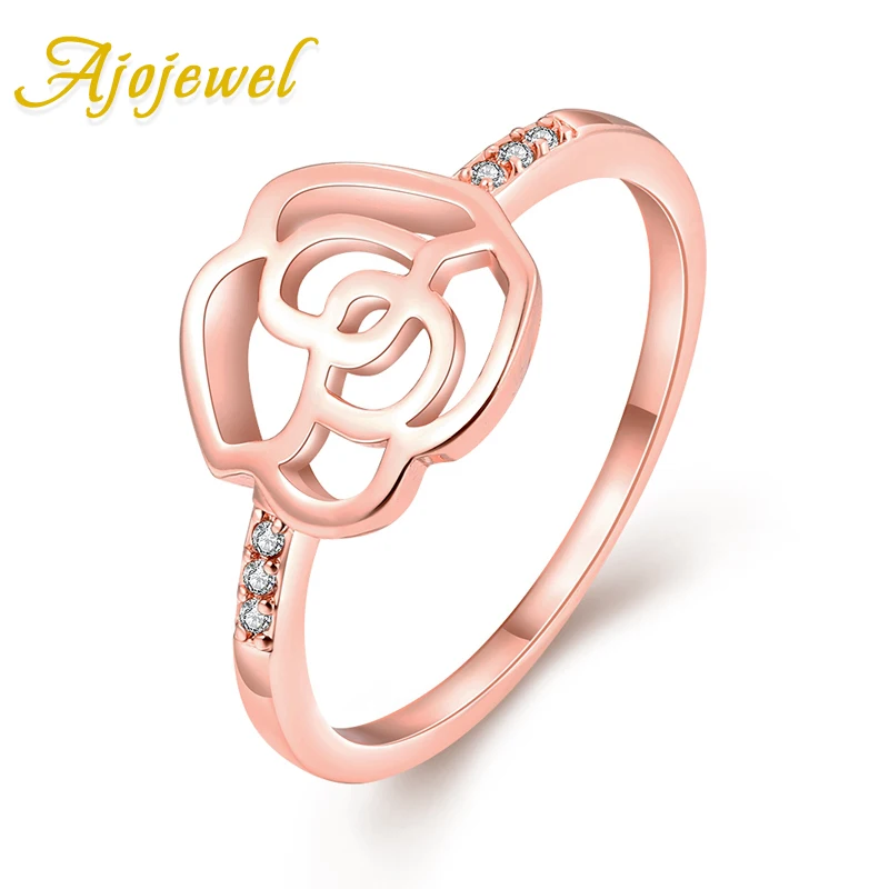 

Ajojewel Women's Hollow Rose Ring Thorn Flower Thin Ring With Zirconia Stone Fashion Finger Jewelry Wholesale