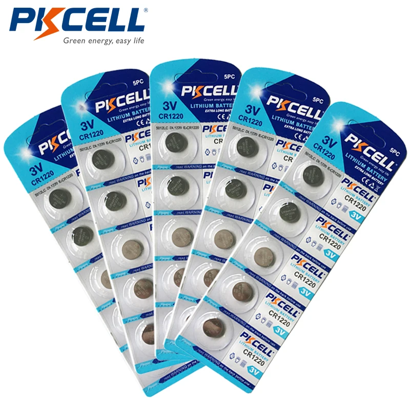 100 шт/20 пакет PKCELL CR1220 BR1220 L04 1220 LM1220 ECR1220 пуговица-Монетка Батарея 3 V Литиевые Батарейки для часов