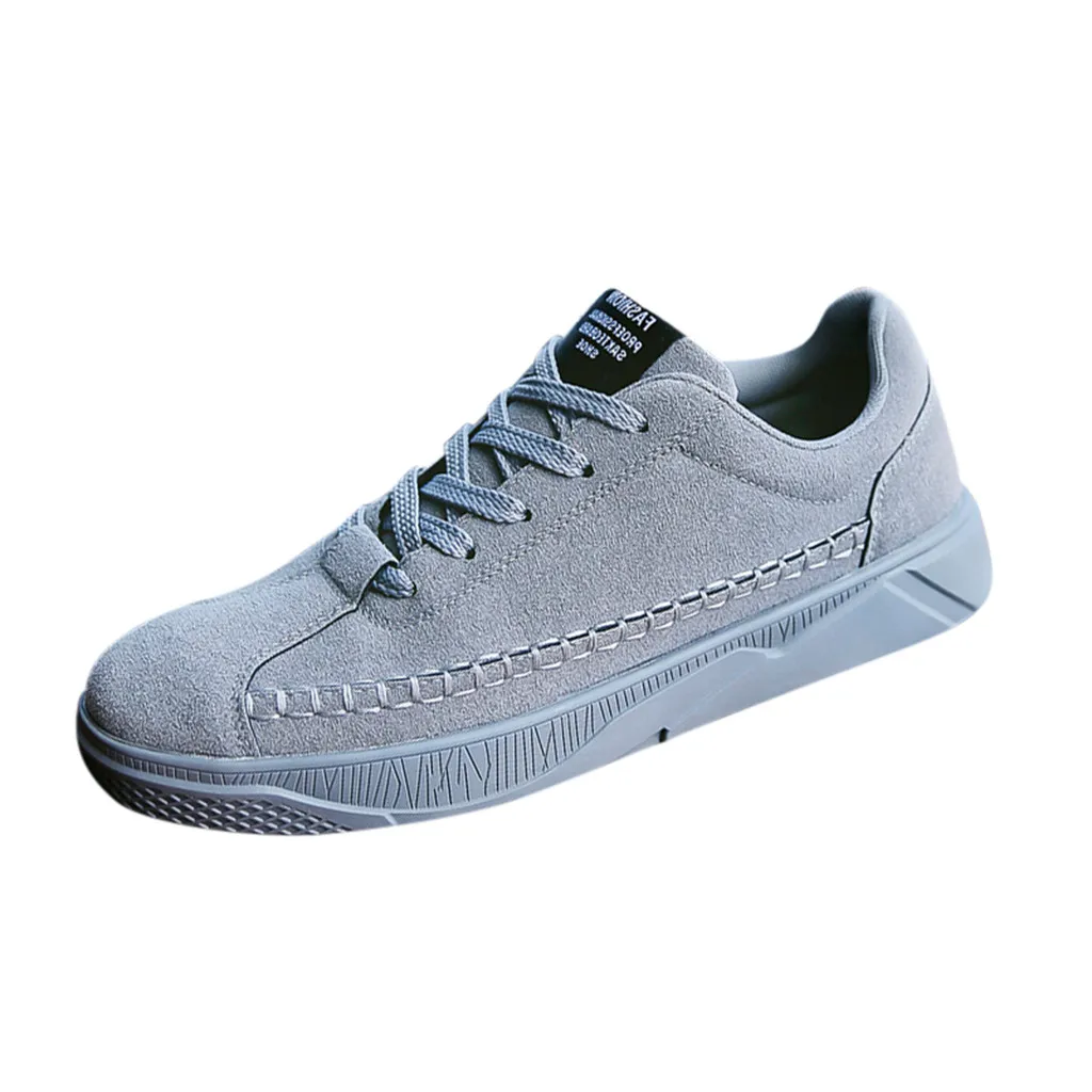 CHAMSGEND/Мужская замшевая обувь на шнуровке; повседневная спортивная обувь; дышащая удобная модная прогулочная обувь - Цвет: Серый