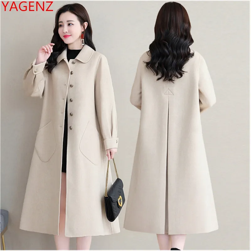 

Women's coat autumn winter High quality women's cashmere coats elegant women coats Long sleeve long Woolen coat Women's jacket