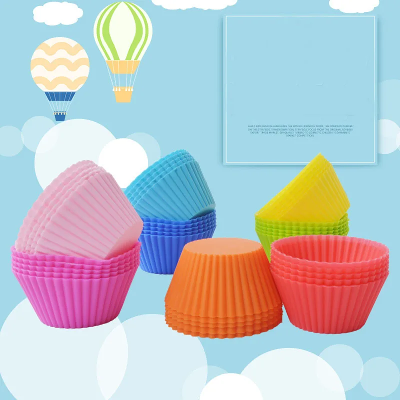 

Hot Wholesales Set of 8 Pieces (1 pack ) Round Shaped Silicon Cake Baking Molds Jelly Mold Silicon Cupcake Pan Muffin Cup AB201