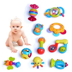 10 шт. детские погремушки игрушки для новорожденных колокольчики детские игрушки для детей возраста от 0 до 12 месяцев при прорезывании зубов