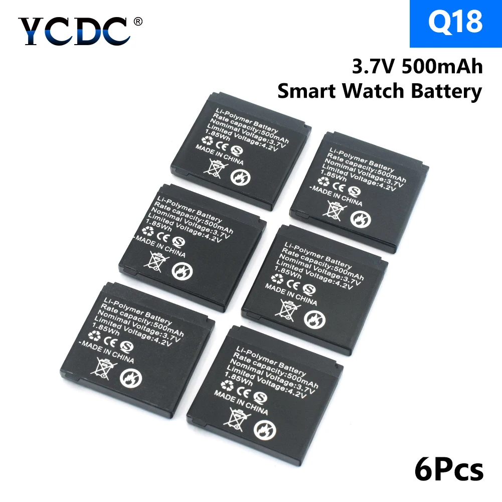 6pcs 500mAh Lithium Li Polymer Battery 3.7V Rechargeable Li ion Watch
