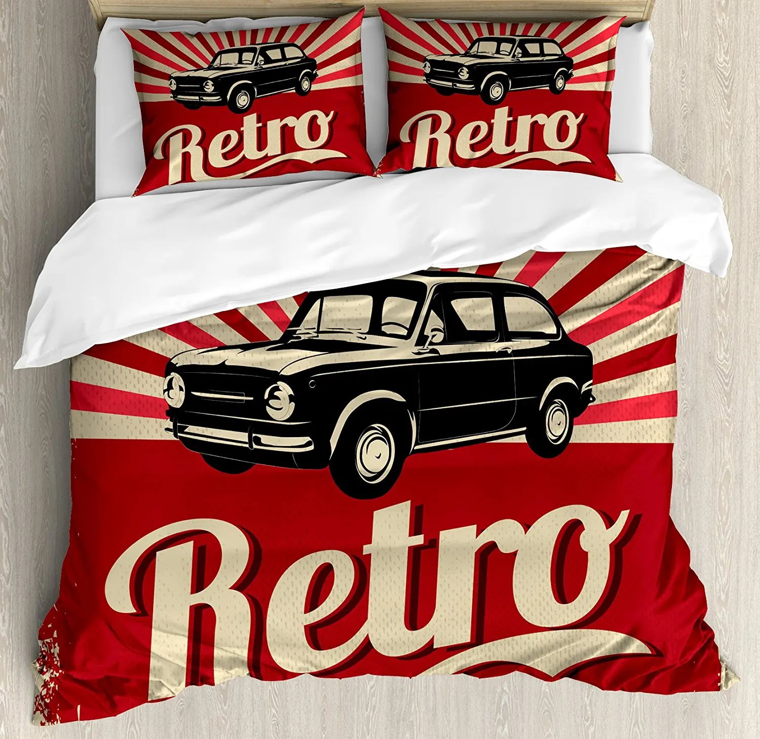 Buy Cars Duvet Cover Set Retro Poster Design Nostalgic
