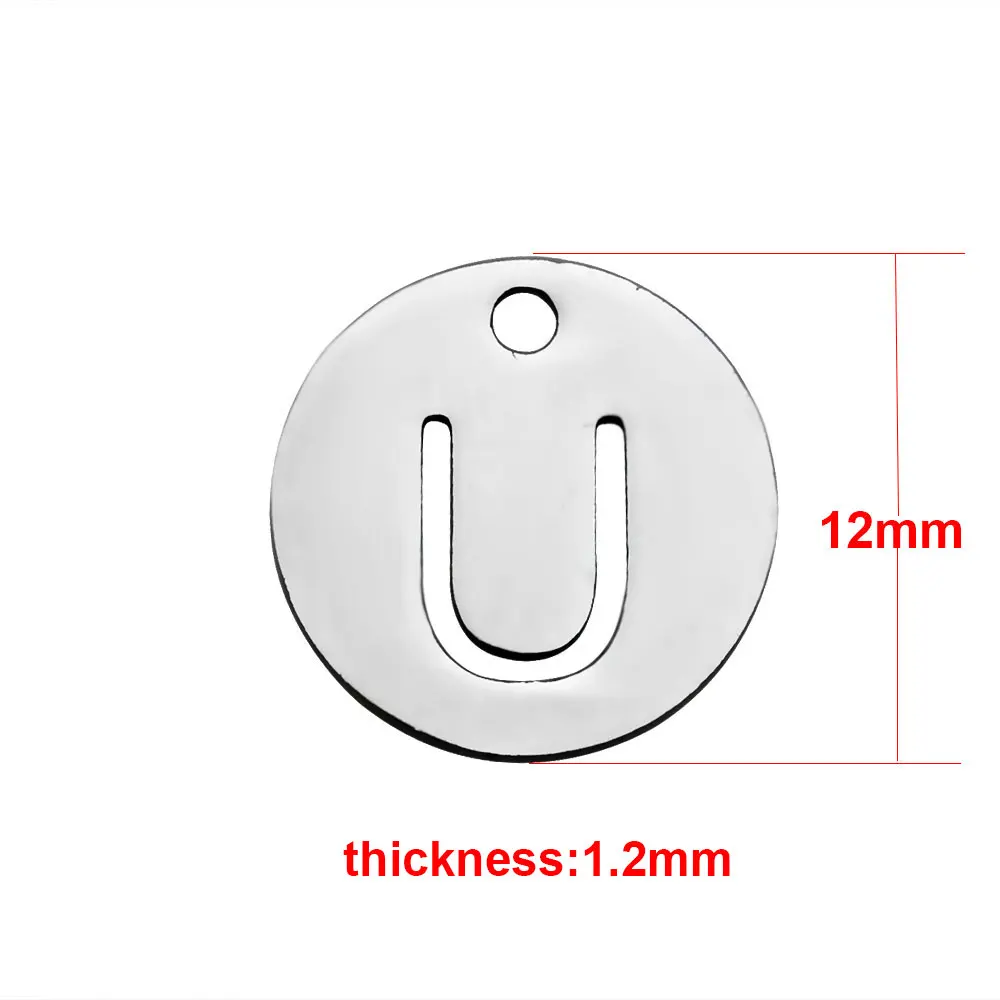 Амулеты с буквами алфавита, A-Z, Круглый, металлический, нержавеющая сталь, амулет, подвеска для браслета, сделай сам, изготовление ювелирных изделий, 10 шт./партия - Окраска металла: U