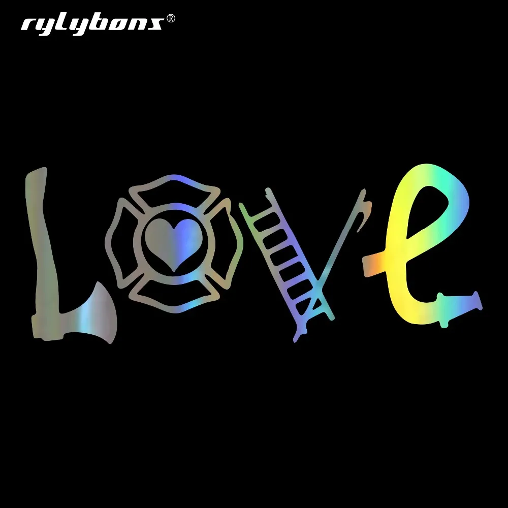 

Rylybons New 15.5X5.9CM Car Sticker LOVE FIREFIGHTER Vinyl Window Decals Car Stickers for Auto Products Car Accessories