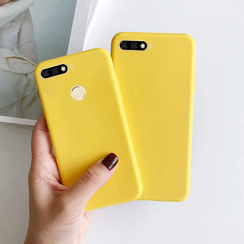 

Yellow Candy Matte Clear TPU Case For Huawei Y3 II Y5 Lite 2017 Y5 2019 Y6 II Y6 Pro 2019 Y7 Prime Anti-knock Rubber Cover