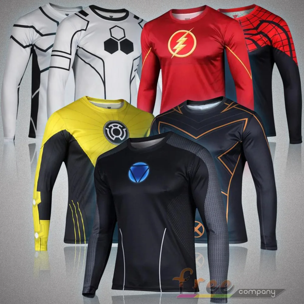 High Quality NEW 2015 Marvel Tony Stark Iron Man 2 Energy Ring Costume Super Hero jersey Sport T shirt Men | Мужская одежда