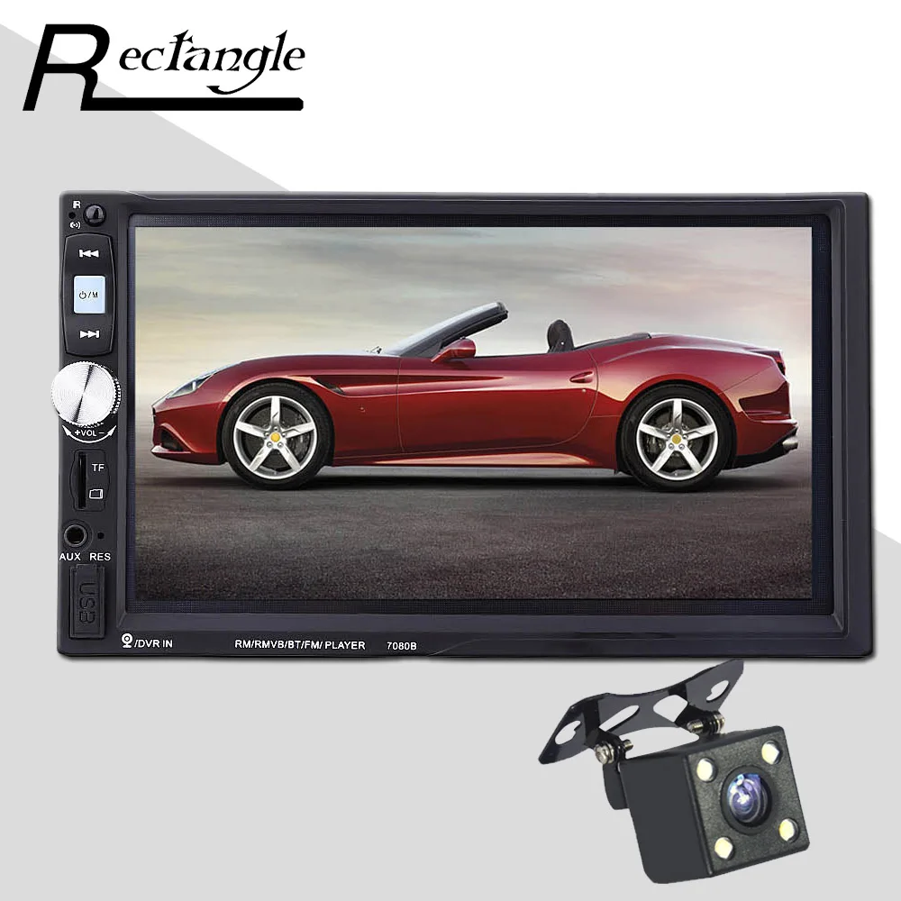 ФОТО 7080B 2 Double Din Car MP5 Player 7 Inch Touch Screen Auto Car MP4 Video Player Radio Remote Control With Rear View Camera 