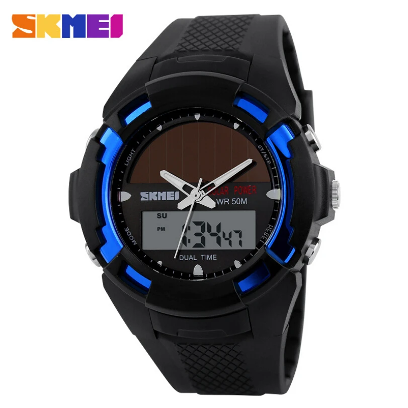 Meilleur SKMEI Solaire D énergie Solaire Montre LED Numérique Quartz Étanche Montres de Sport Hommes En Plein Air Militaire Montres Hommes Montres