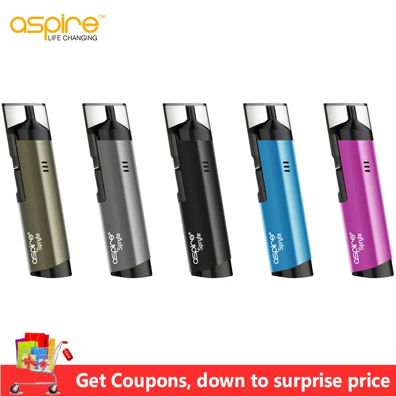 

Aspire pod Aspire Spryte Vape Kit Built-in 650mAh Battery 3.5ml/2.0ml Pod Vape Capacity Vaporizador E cigarettes