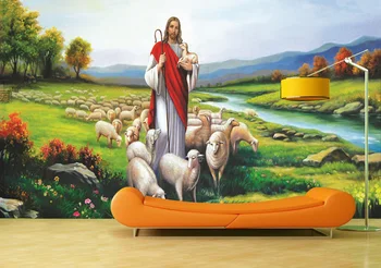 

Custom Wallpaper Murals Jesus Shepherd Self Adhesive Vinyl Wall Sticker Wall Paper Art Wall Painting Living Room