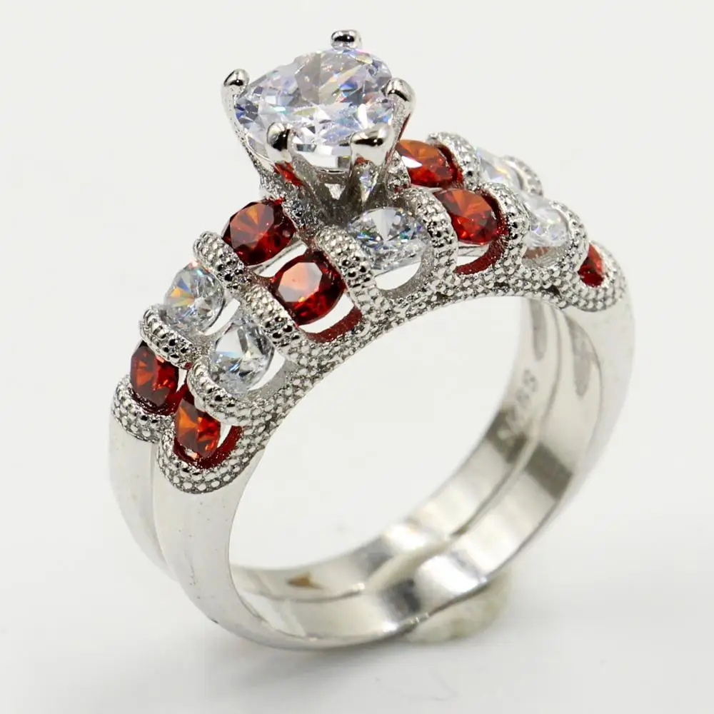 

Size 5-10 New Arrival Luxury Jewelry 925 Sterling Silver Heart Shape White Clear 5A Cubic Zirconia Party Bridal Ring for Women