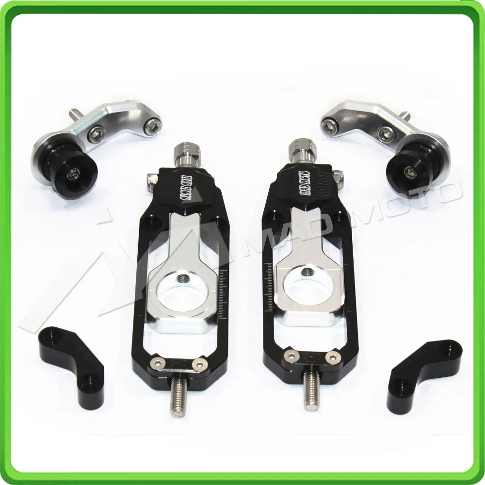 Motorcycle Chain Tensioner Adjuster with bobbins fit for HONDA CBR 600 RR CBR600RR 2005 2006 2007 2008 2009 2010 Black & Silver (12)