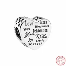 Празднование бусины в форме сердца для женщин ювелирных изделий DIY Fit PANDORA талисманы Серебро 925 Лидер продаж FL525