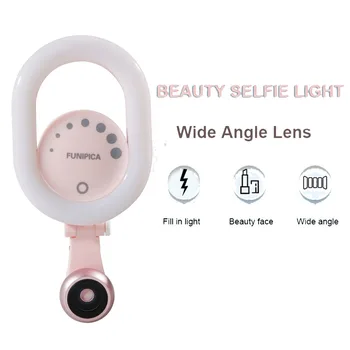 

2 in 1 Smartphone Ring Selfie Light Wide Angle Macro Phone Camera Photography light 15X macro lens 4K wide angle HD Small shoot