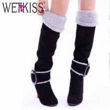 WETKISS Grande taille 34-43 Nouvelles Bottes de Neige D’hiver Chaussures pour Femmes Genou Haut Talon Plate-Forme Dames Sexy De Mode Causual Bottes