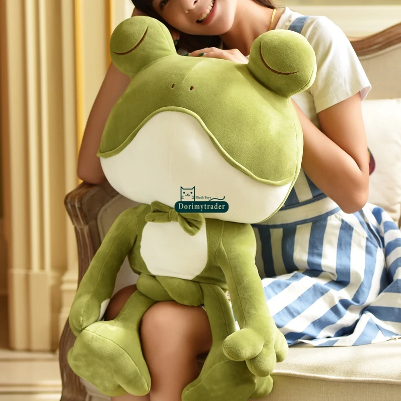 Dorimytrader Pop Lovely Big Cartoon Frog Plush Toys Soft Stuffed Anime Green Frog Doll Animals Pillow for Kids Gift Decoration 50cm 70cm 80cm DY61941 (12)