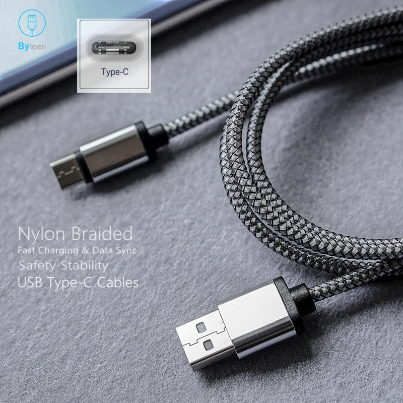 Byleen usb type-C кабель для быстрой зарядки Pocophone F1 Xiaomi mi A2 mi 8 SE mi x 2 S A1 Max 2 смартфон USB Tipo C шнур зарядного устройства