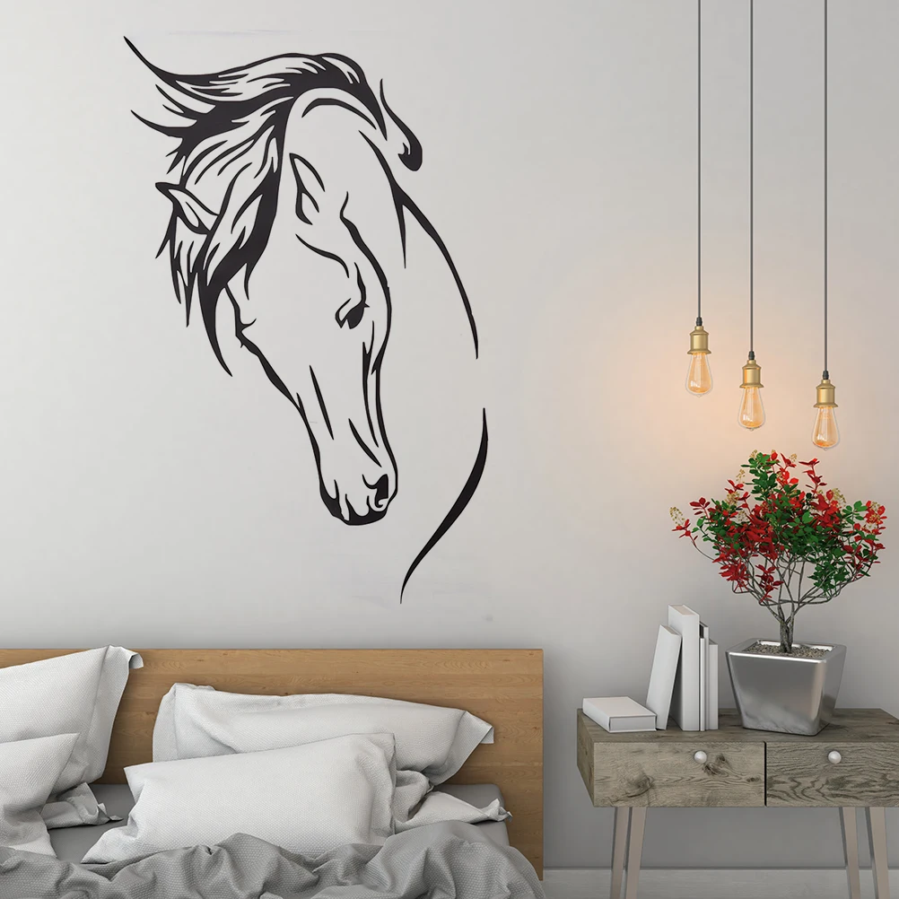 

Hot Sale Vinyl Removable Wall Decal Head Of Horse Wall Sticker Wall Murals Living Room Decorative Animal Home Decoration