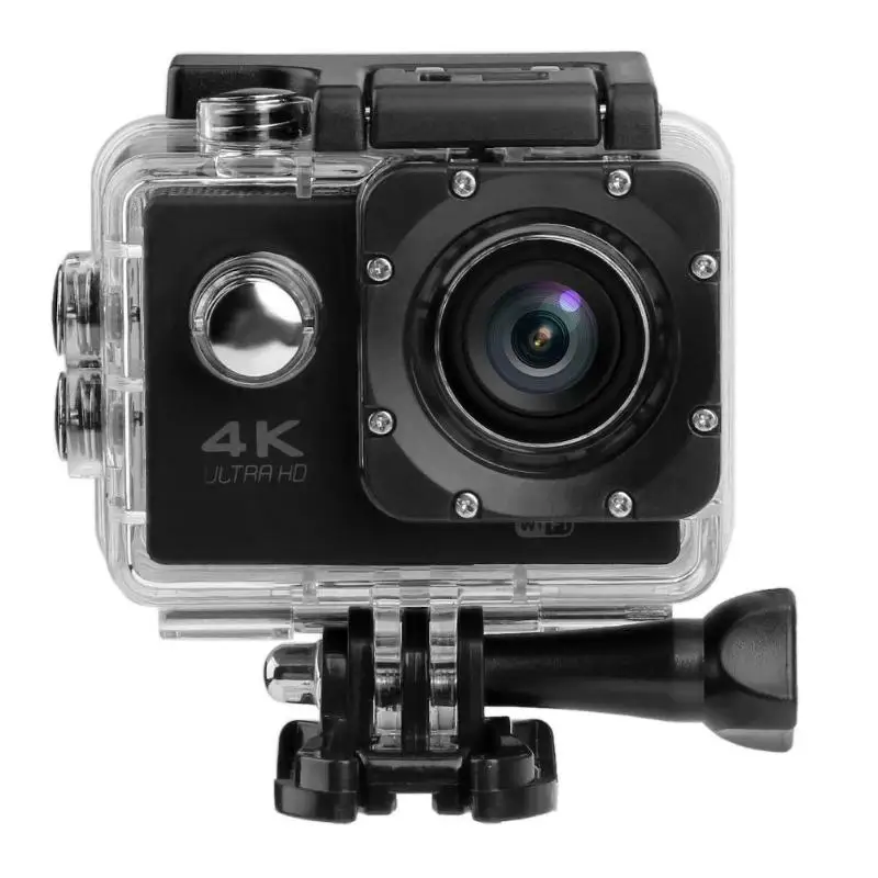 Экшн-камера с сенсорным экраном 4K 2.0in, объектив 140 градусов, HD WiFi, Экшн-камера 30 м, водонепроницаемая Спортивная видеокамера - Цвет: Black